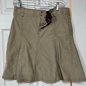 Athleta Skirt 4 Khaki Corduroy Casual Athletic A-line Zip Snap Drawstring 18"